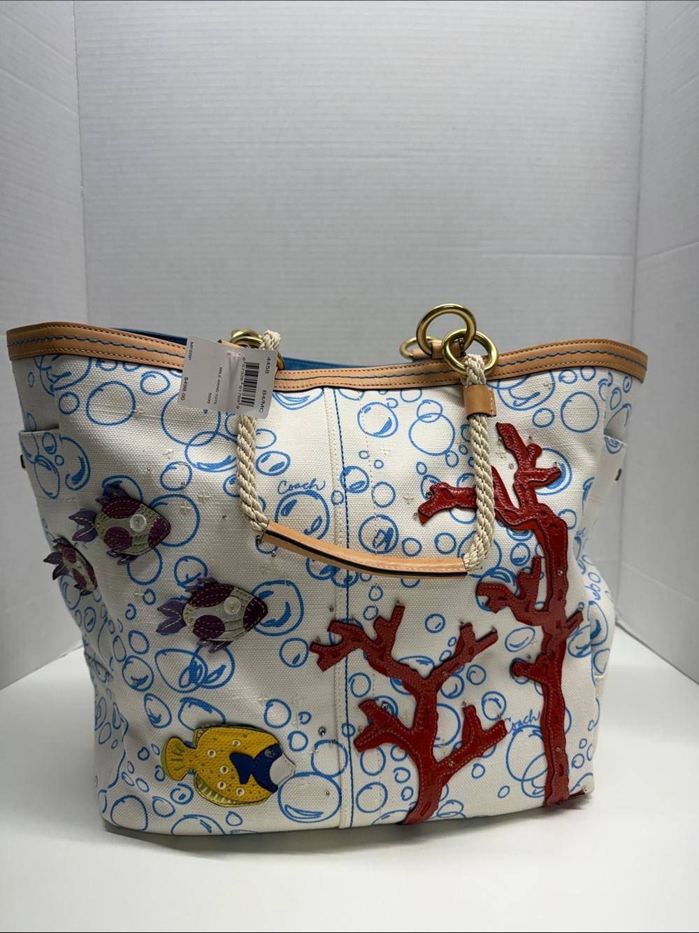 Coach Resort Bubble Tote Bag Purse Canvas Fish Sequins New Rare Limited Edition - Picture 3 of 12